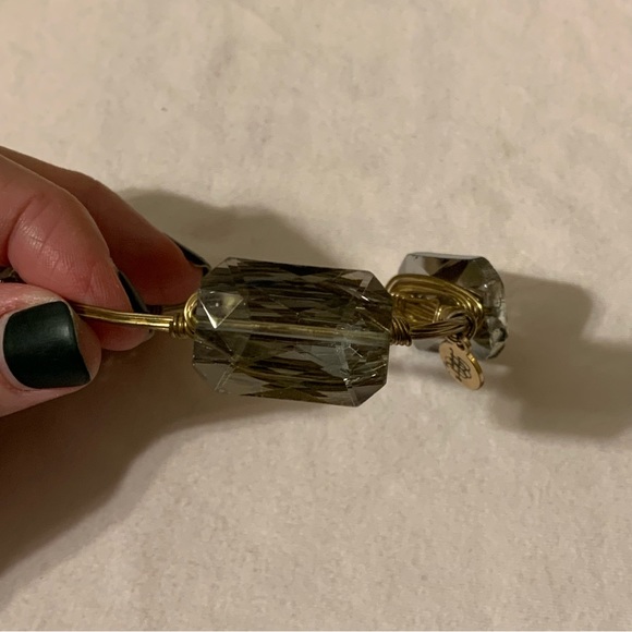 Bourbon and Boweties • gold bangle Smokey grey stones - Picture 3 of 7